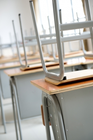 Empty classroom with chairs and desks.の写真素材
