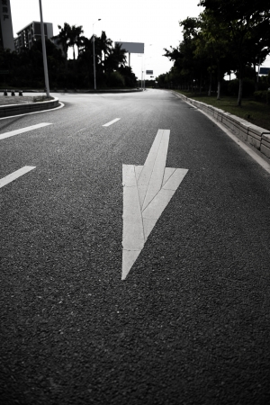 Arrow on the road, concept of business vision, innovation and success.の写真素材