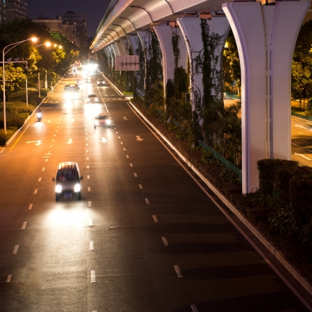 Long exposure of night traffic. motion blurの写真素材