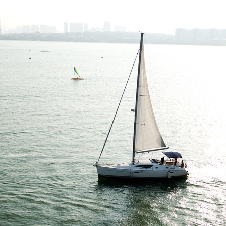 sailboat sailing in the sea.の写真素材