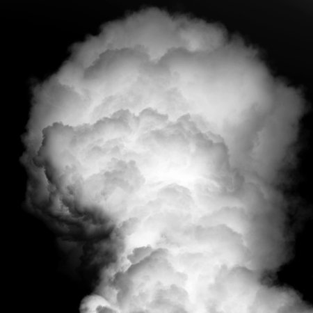 thick white smoke on black backgroundの写真素材
