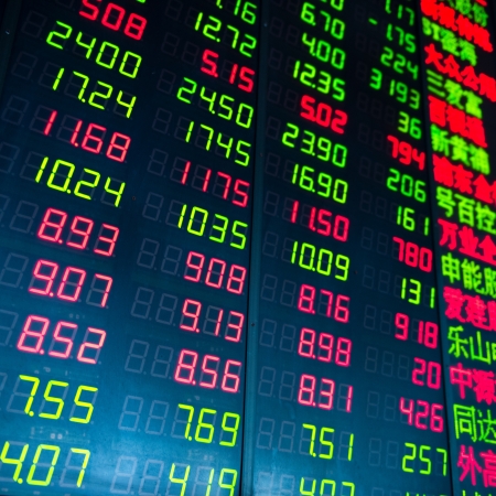 Display of Stock market quotes in China.のeditorial素材