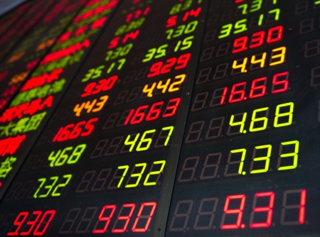 Display of Stock market quotes in China.のeditorial素材