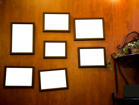 Group of picture frames on the wall.の写真素材