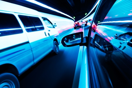 View from Side of high-speed car in the tunnel, Motion Blurの写真素材