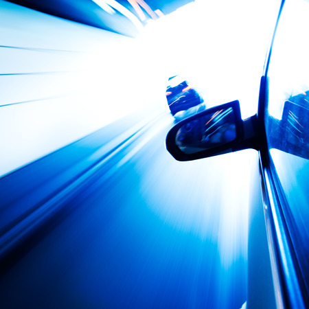 View from Side of high-speed car in the tunnel, Motion Blurの写真素材