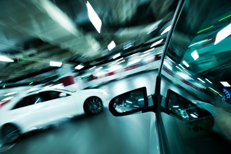 View from Side of high-speed car in the tunnel, Motion Blurの写真素材