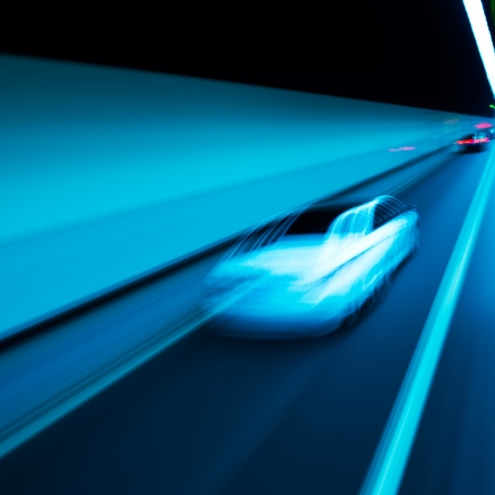 View from Side of high-speed car in the tunnel, Motion Blurの写真素材