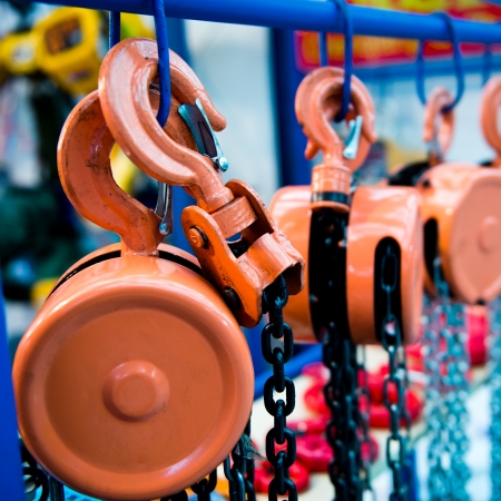 Group of lifting hook equipment.の写真素材