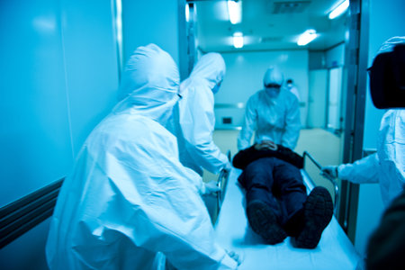Rushing a patient to the emergency room. motion blur