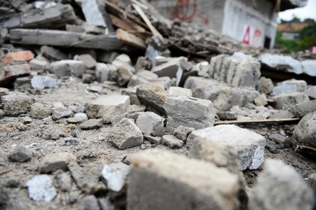 Destroyed building from demolition or earthquake.の写真素材