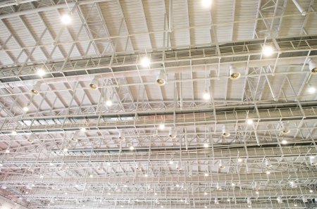 modern glass roof inside office centerの写真素材