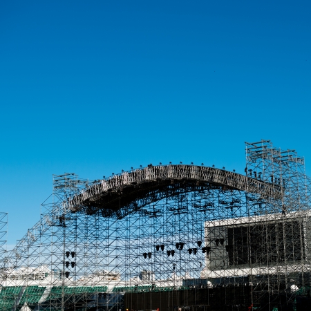 Scaffolding as safety equipment on a construction site.の写真素材