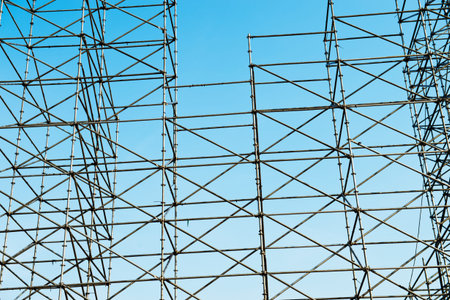 Scaffolding as safety equipment on a construction site.