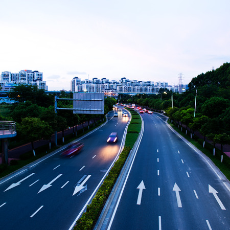 Car traffic at night. blur motion.の写真素材