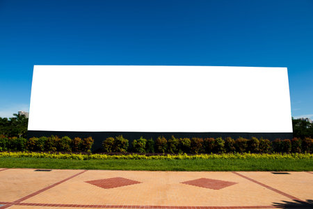 Blank billboard against blue sky.の写真素材