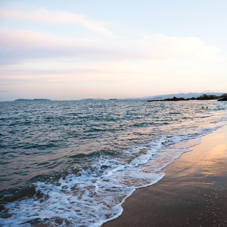 beach and sea with sunset landscape.の写真素材