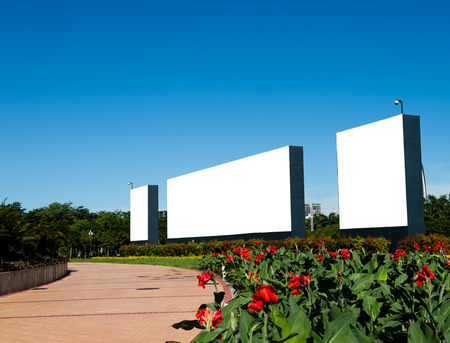 Blank billboard against blue sky.の写真素材