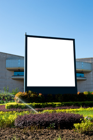 Blank billboard against blue sky.のeditorial素材