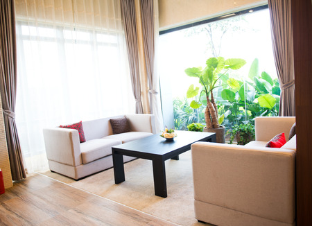 Office room with sofa and table.の写真素材