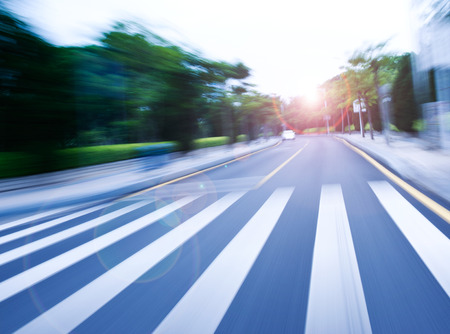along the road with motion blur.の写真素材