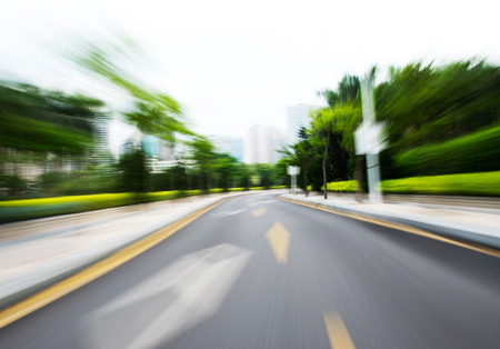 along the road with motion blur.の写真素材