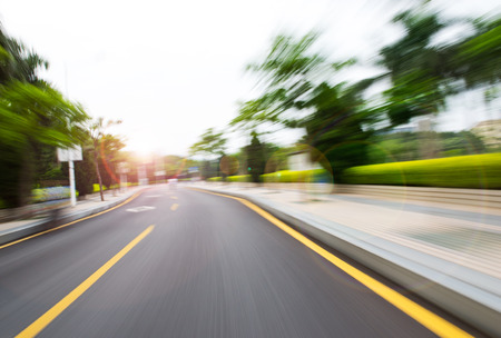 along the road with motion blur.の写真素材