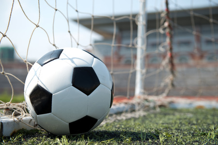 soccer ball and the goal door.の写真素材
