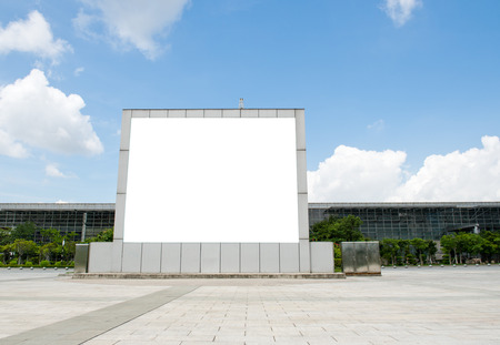 Blank billboard against blue sky.の写真素材