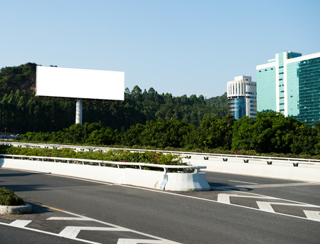 Blank billboard against blue sky.の写真素材