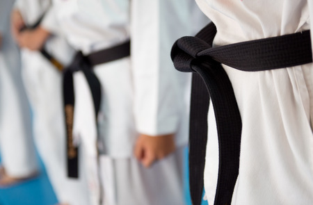 People in martial arts training exercising Taekwondo.の写真素材