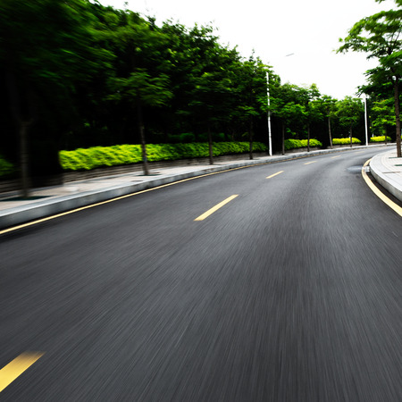along the road with motion blur.の写真素材