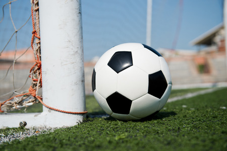 soccer ball and the goal door.の写真素材