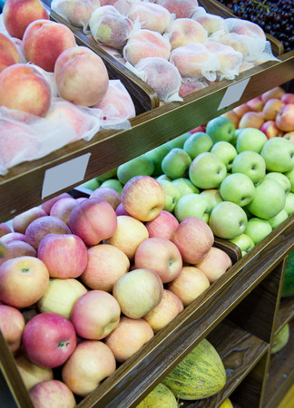 Fresh fruits at a fruit store.の写真素材