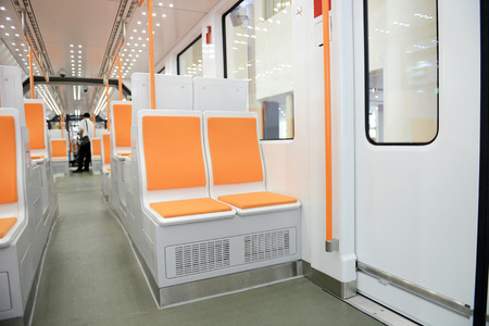 Interior of a modern subway carのeditorial素材