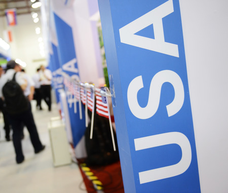 USA word text in a business exhibition.の写真素材