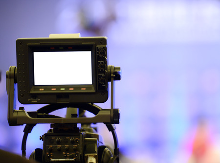 Live broadcasting, television operator with camera.の写真素材