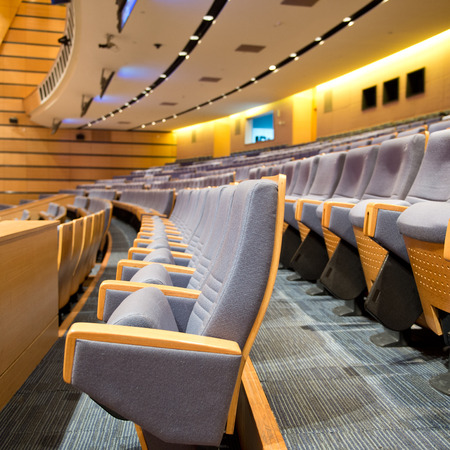 Empty rows of chairs in theater.のeditorial素材