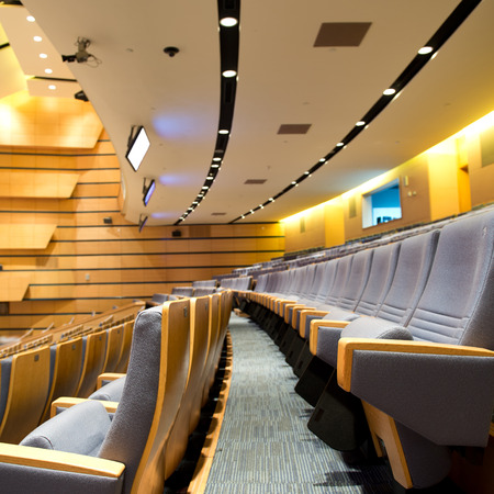 Empty rows of chairs in theater.のeditorial素材