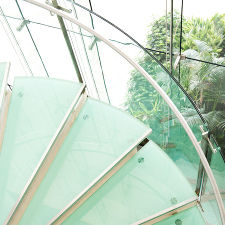 modern glass staircase in a conference center.の写真素材