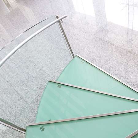 modern glass staircase in a conference center.の写真素材