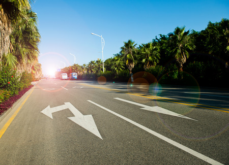 Arrow on the road, concept of business vision, innovation and success.の写真素材
