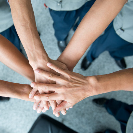 People with their hands together. team work concept