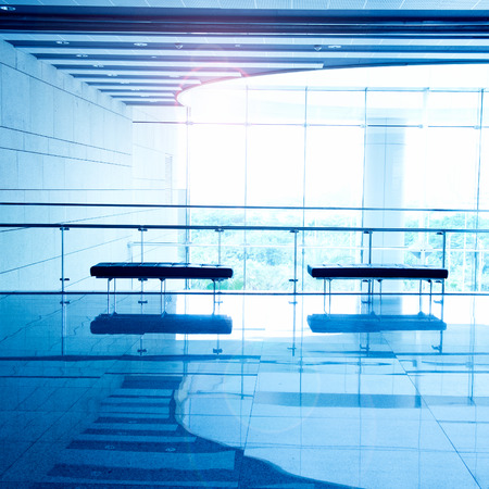 modern interior with glass wall in an office building.のeditorial素材