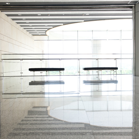 modern interior with glass wall in an office building.のeditorial素材