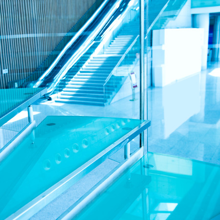modern glass staircase in a conference center.の写真素材