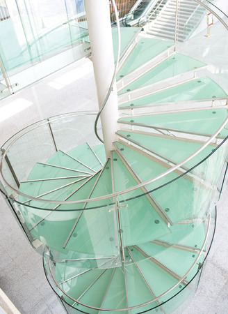 modern glass staircase in a conference center.の写真素材