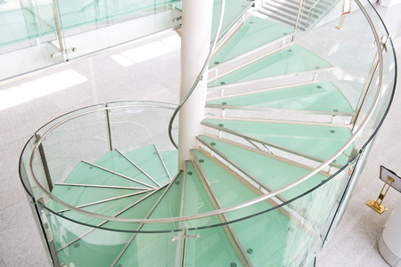 modern glass staircase in a conference center.の写真素材