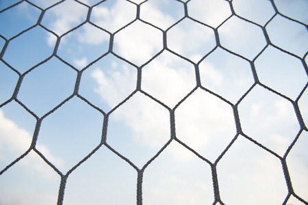 Closeup of soccer goal net.の写真素材