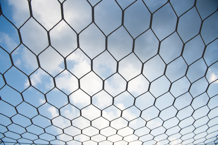 Closeup of soccer goal net.の写真素材